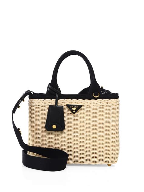 prada wicker woven tote bag|used wicker Prada handbags.